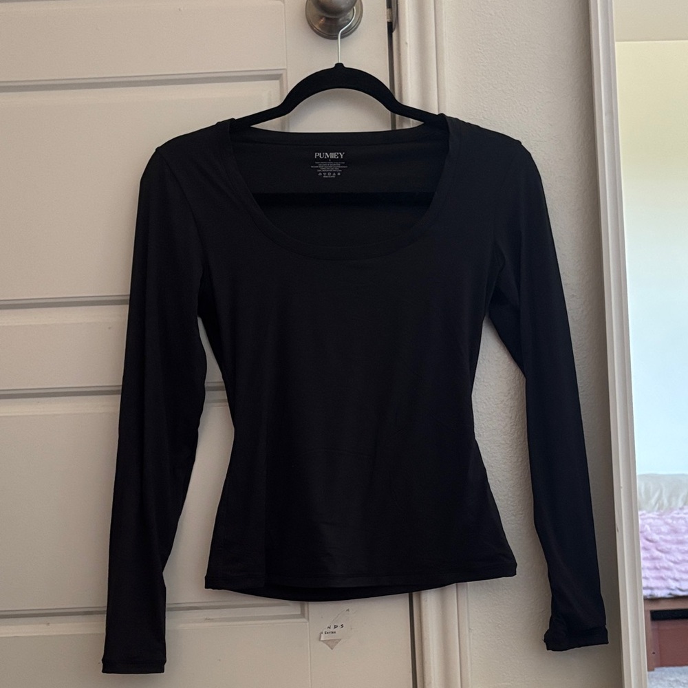 SKIMS Classic Black Long Sleeve Blouse
